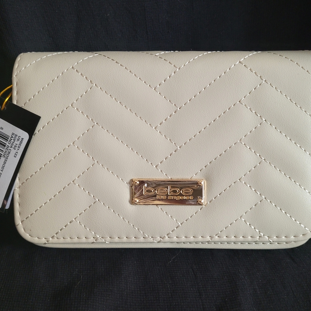 NWT Bebe Sophia Quilted Crossbody - Sand Beige